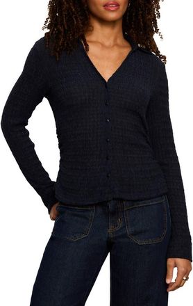Sanctuary Juno Textured Button-Up Top in Navy Blazer Blue at Nordstrom, Size X-Small