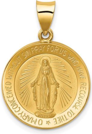 Diamond2Deal 14k Yellow Gold Polished and Satin Miraculous Medal Hollow Pendant