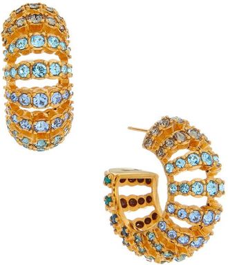Oscar De La Renta Rhinestone Hoop Earrings