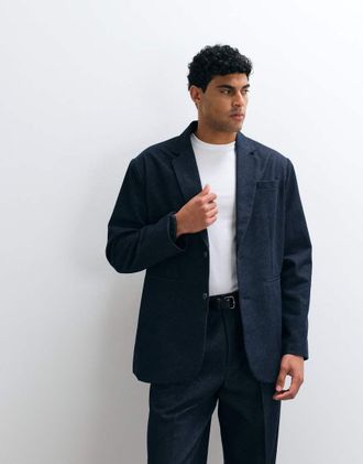 Asos Giacca da abito oversize effetto denim blu navy