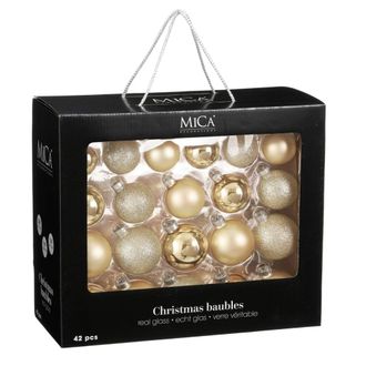 MiCa Decorations Bola de navidad glass baubles champ&aacute;n h7xb7xl7cm