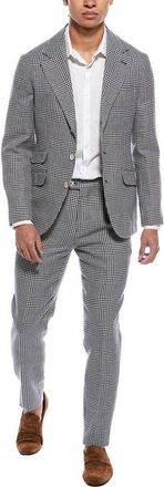 Brunello Cucinelli MenS Gray Plaid Tailored Suit, Size 38