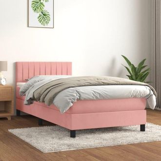 vidaXL Cama Box Spring Con Colch&oacute;n Terciopelo Rosa 90x190 Cm Vidaxl