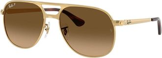 Ray-Ban RB3793 Bill Max Polarized 001/M2 Mens Sunglasses Gold Size 56