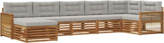 vidaXL Conjunto De Sof&aacute;s De Exterior 7 Uds. Natural Y Gris Claro Vidaxl