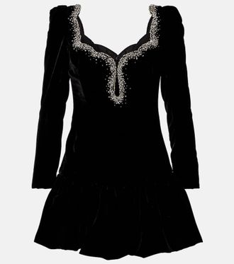 Clio Peppiatt Edie crystal-embellished velvet minidress