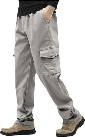 Generic Fleece Lined Trousers Mens Winter Warm Thermal Waterproof Cargo Tactical Trousers Sherpa Lined Joggers Hiking Sweatpants Tracksuit Bottoms Outdoor Str