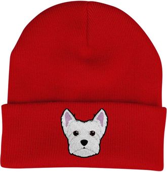 Bang Tidy Clothing West Higland White Terrier Beanie Hat - Dog Lovers Gifts for Women - Winter Hats for Women - Knitted Wooly Ladies Hats - Dog Walking Accessories - Emb