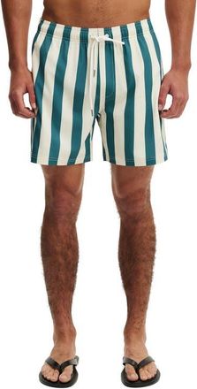 Cotton On Mens Stretch Swim Short in Teal Mid Stripe at Nordstrom, Size X-Large