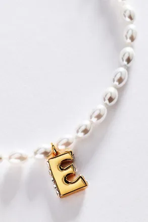 Anthropologie Pearl Initial Necklace