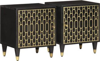 vidaXL Mesitas De Noche 2 Uds Madera Maciza De Mango 40x33x46 Cm Vidaxl