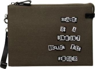 Valentino Pre-owned Jamie Reid Canvas Leather Clutch Bag - Dames - Vintage Clutch - Groen - ONE Size - Leer - Vintage