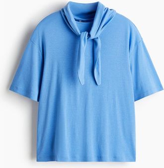 H&M Scarf-collar Top in Blue at Nordstrom, Size X-Small