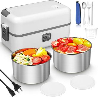 OEM Fiambrera T&eacute;rmica De 200 W Con Cubiertos Y Bolsa T&eacute;rmica, De Acero Inoxidable De 220 V, Con Aislamiento T&eacute;rmico Para Oficina, Picnic Y Caravana