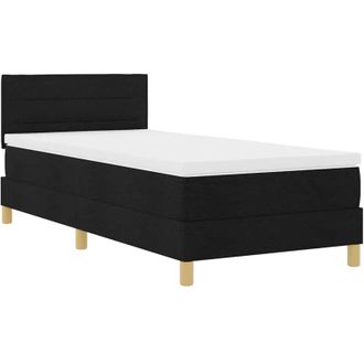 vidaXL Cama Tipo Box Spring Con Colch&oacute;n Negro 90 X 190 Cm Tela Vidaxl
