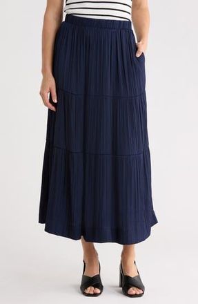 T Tahari Textured Tiered Skirt in True Navy at Nordstrom Rack, Size X-Large