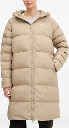Puma hooded logo-detail puffer jacket - Neutrals