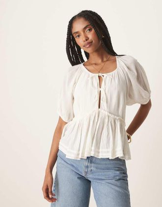 Nobody's Child Martha - Top bianco boh&eacute;mien con laccetti