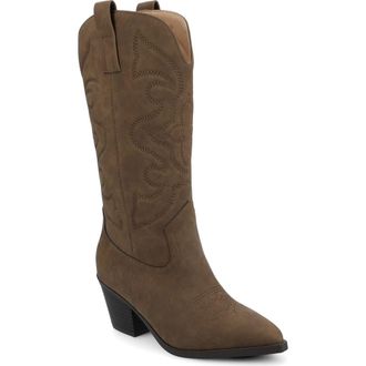 Journee Collection Chantry Western Boot in Brown Pu at Nordstrom Rack, Size 6.5 Wide Calf