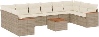 vidaXL Set De Sof&aacute;s De Jard&iacute;n 11pzas Con Cojines Rat&aacute;n Sint&eacute;tico Beige Vidaxl