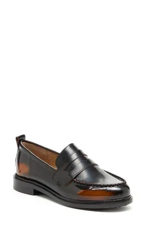 Kelsi Dagger Lens Penny Loafer in Black/cognac at Nordstrom, Size 7.5
