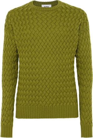 Alpha Studio textured-knit sweater - men - Merino - 50 - Green