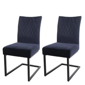 Hhg Hhg - Juego De 2 Sillas Basculantes 109, Silla De Visita Sill&oacute;n De Conferencia, Acero Aterciopelado Con Recubrimiento De Polvo, Azul Antracita