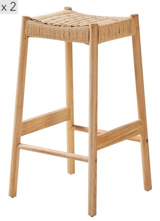 Nordlys Set 2 taburetes altos en madera y cuerda