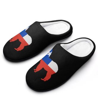 Generic Chilean Flag Alpaca Funny Mens Slippers Cotton Warm House Shoes Memory Foam Sandals Print Size 7-14