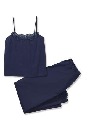Petite Plume Fleur Cotton Voile Cami Pajamas in Navy at Nordstrom, Size X-Large