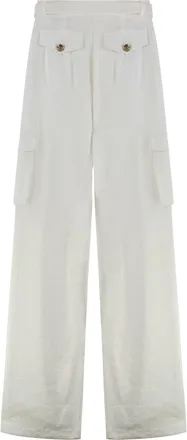 Versace Jeans Couture Womens Cargo Trousers White Modal Wide-Leg