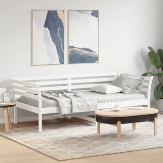 vidaXL Sof&aacute; Cama Sin Colch&oacute;n Madera Maciza De Pino Blanco 90x200 Cm Vidaxl