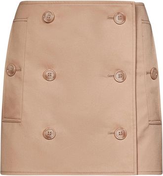 Burberry Katoenen Rok met Trench-achtig Design - Dames - Korte rokken - Beige - S - Katoen - Rokken