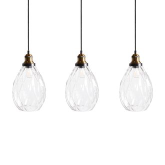 Beliani L&aacute;mpara Colgante Iluminaci&oacute;n 3 Luces Pantalla De Vidrio Y Metal Transparente Coosa