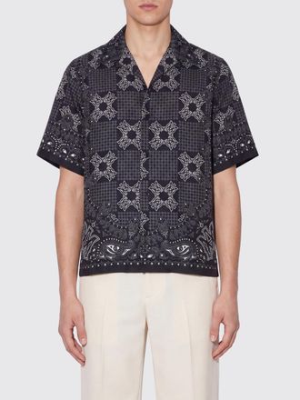 Amiri Short-Sleeve Silk Shirt with Paisley Print and Cuban Collar