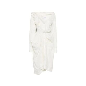 Vivienne Westwood Short Dresses, female, White, Size: M Ruffled Detachable Belt Shirt Dress