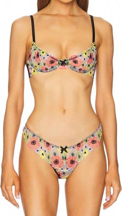 Fleur du Mal Azalea Embroidery Bra In Black Multi