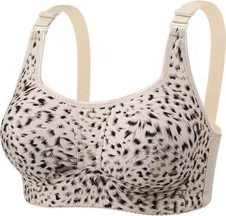 Generic Gathered Bras for Women, Non Wired Bras for Women, Thin Leopard Print Seamless Bralette Perfect for Spring Summer Outings, Large-Size Anti Wandering S