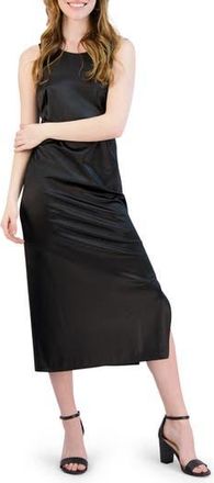 Julia Jordan Tie-Back Cutout Satin Midi Dress in Black at Nordstrom Rack, Size 10