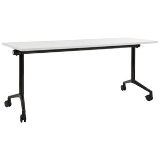 Beliani Escritorio Rectangular Moderno Plegable Con Ruedas Mesa M&oacute;vil Port&aacute;til Estructura Met&aacute;lica 180 X 60 Cm Blanco Y Negro Cavi