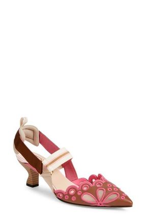 Fendi Colibr&igrave; Embroidered Slingback Pump in F1Vp2 Sellier Surfinia at Nordstrom, Size 10.5Us