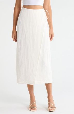 Favorite Daughter The Invisible String Linen Blend Wrap Midi Skirt in Cream at Nordstrom, Size X-Large