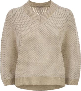 PESERICO V-neck sweater - women - Polyamide/Linen/Flax/Cotton - 44 - Neutrals