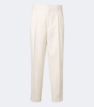 Brunello Cucinelli Pleated wool and cotton straight pants