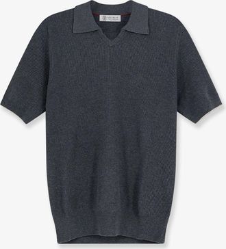 Brunello Cucinelli Polo in cotone con lavorazione a costine - BRUNELLO CUCINELLI - gender_Man