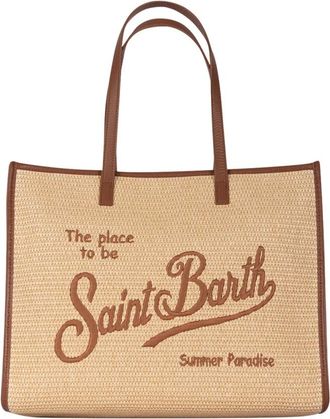 MC2 Saint Barth Tote Bags, female, Beige, Size: ONE SIZE Vivian Straw Effect Bag with Leather Handles