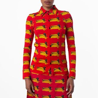 Burberry Long Sleeve Monogram-Pattern Shirt, Brand Size 10 ( US Size 8 )