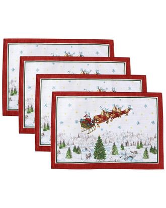 Elrene Set Of 4 Santas Snowy Sleighride Placemats