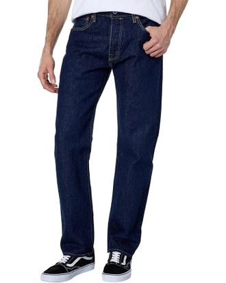 Levi's Mens Levis 501 Original Jeans Blue Cotton 5-Pockets Straight Leg RED923