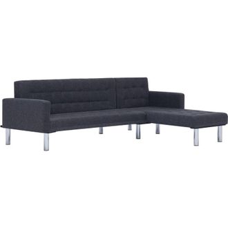 vidaXL Sof&aacute; Cama En Forma De L Gris Oscuro Poli&eacute;ster Vidaxl
